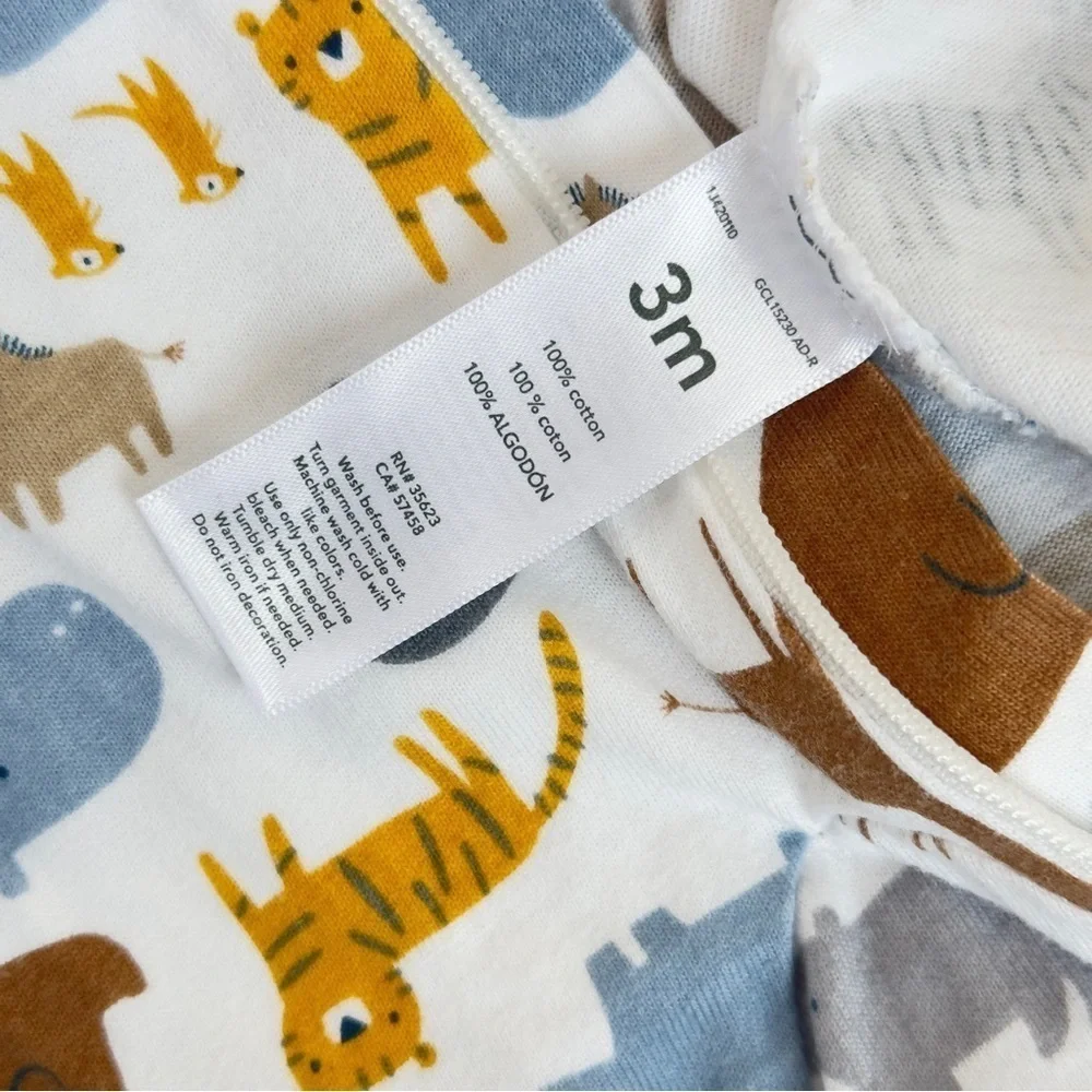 Carters Cozy Animal Jungle Baby Footies with Soft Fabric 3 Months